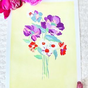 Handmade gouache painting original.